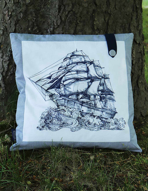 Povlak na polštářek 45x45cm Plachetnice modrá