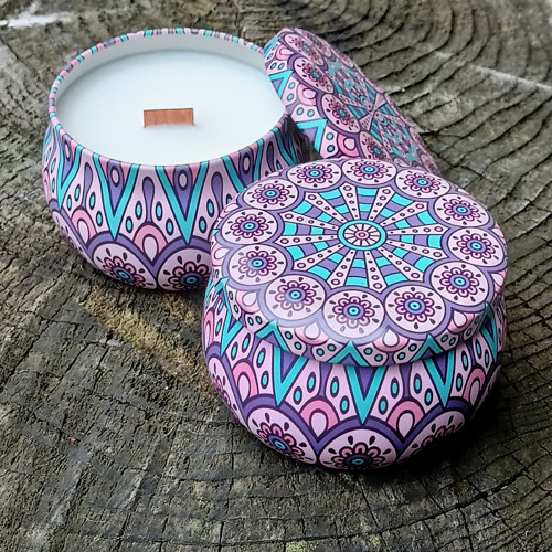 Sójová svíčka s dřevěným knotem - mandala I