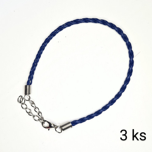 Koženková šňůrka na náramek modrá, 3 ks