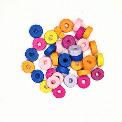 Dřevěné korálky - kroužky barevné 8x3 mm 200 ks