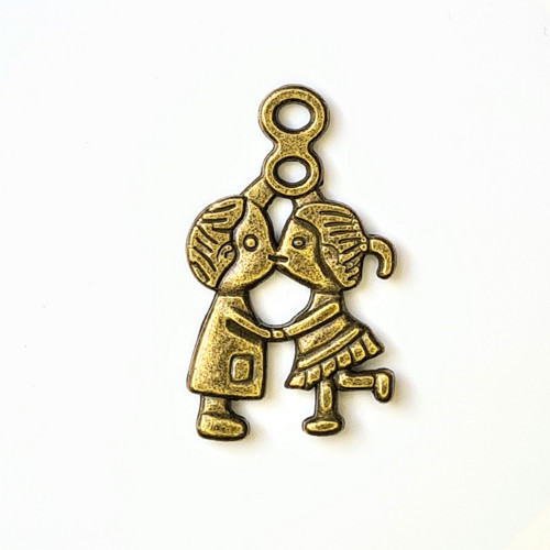 Kuk a holka - polibek, bronz 15x27 mm, 5 ks