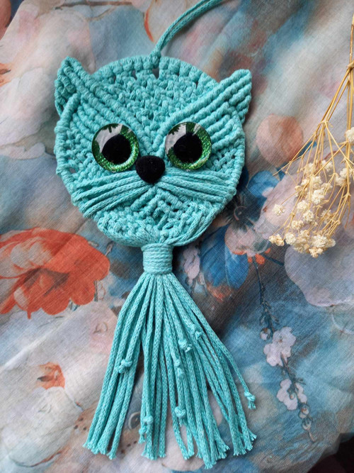 Kočka / macramé / nástěnná dekorace