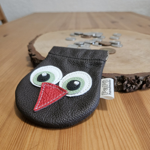 Kožená mincovka sovička