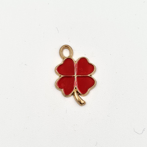 Červený čtyřlístek 12x19 mm, 5 ks