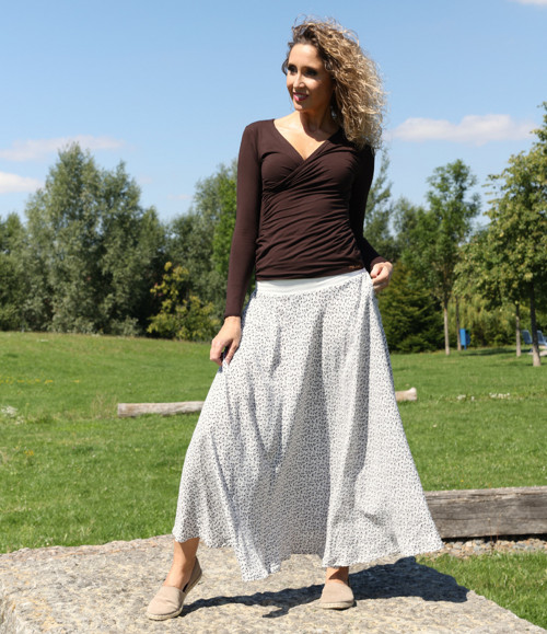 Polokolová sukně- dlouhá s jemnými lístky