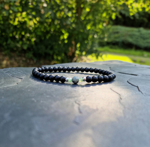 Smaragd*chryzopras*matný černý onyx*unisex náramek