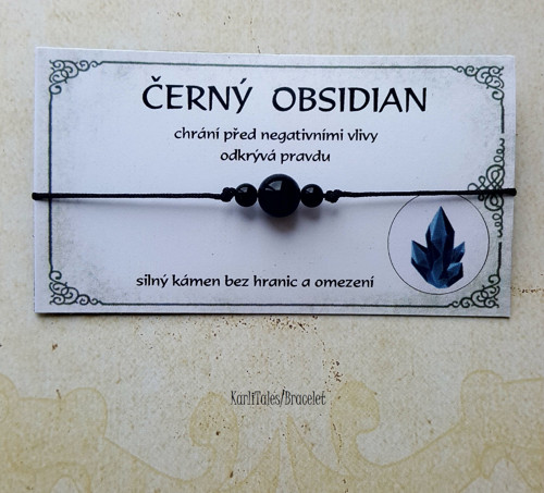 Náramek - Minerální kameny - Černý Obsidian