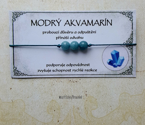 Náramek - Minerální kameny - Modrý Akvamarín