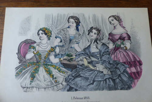 Módní list...ručně kolorovaná litografie 1855