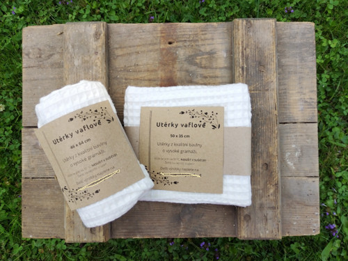 Vaflová utěrka - velká - smetanová — foto 1