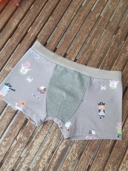 Trenýrky-boxerky s méďou pirátem na šedé