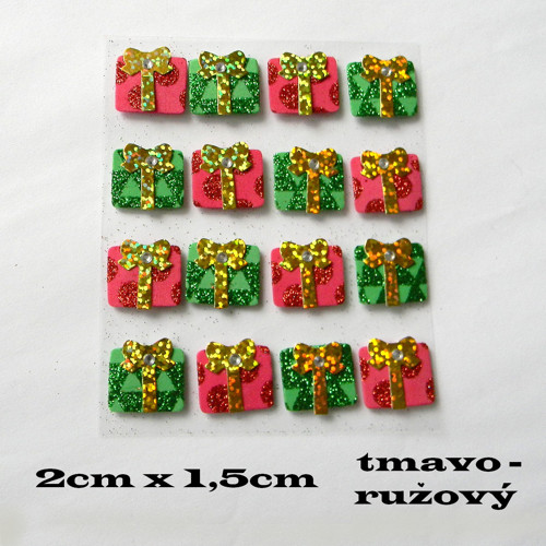 Vánoční samolepka - tmavě-růžová - 1ks