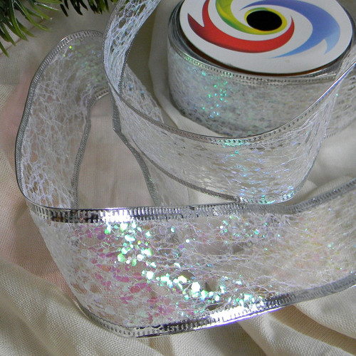 Vánoční stuha stříbrná š.4cm - 0,5m