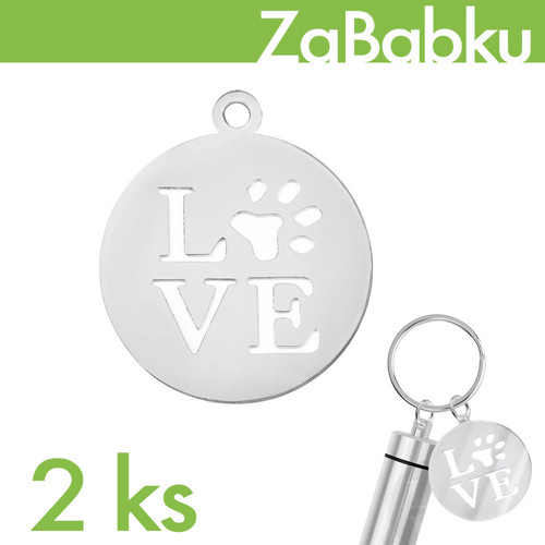 Přívěsky OCEL / 2 kusy / LOVE tlapka