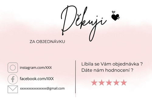 Děkovná kartička k nákupu