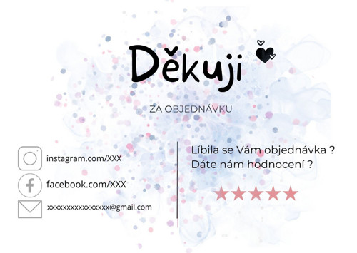 Děkovná kartička k nákupu