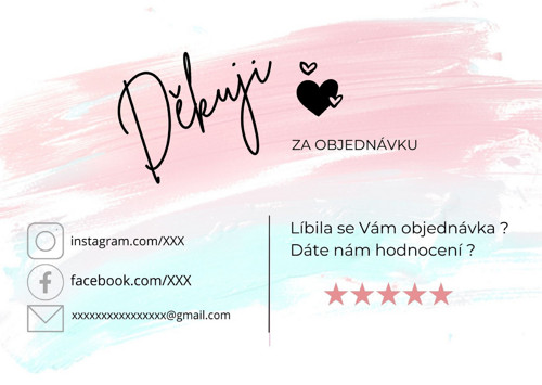 Děkovná kartička k nákupu