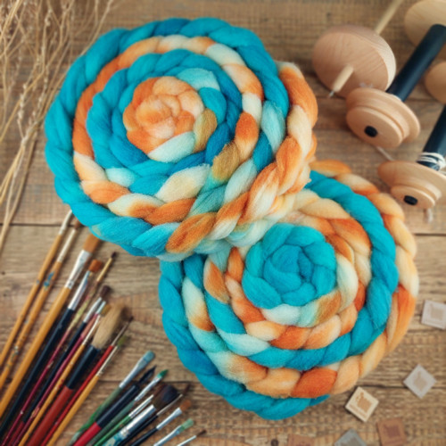 MODRÁ / ORANŽOVÁ - slovenská merino vlna