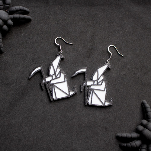 Náušnice Halloween - origami smrtka — foto 1