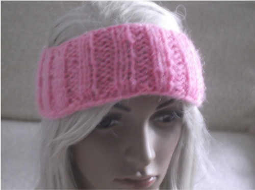 Růžová teplá čelenka s mohérem
