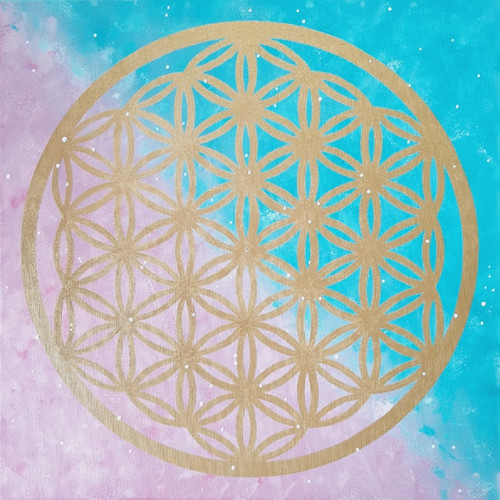 Ručně malovaný obraz KVĚT ŽIVOTA 50x50 cm