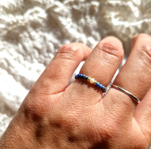 Perla*světlý lapis Lazuli*prsten — foto 1