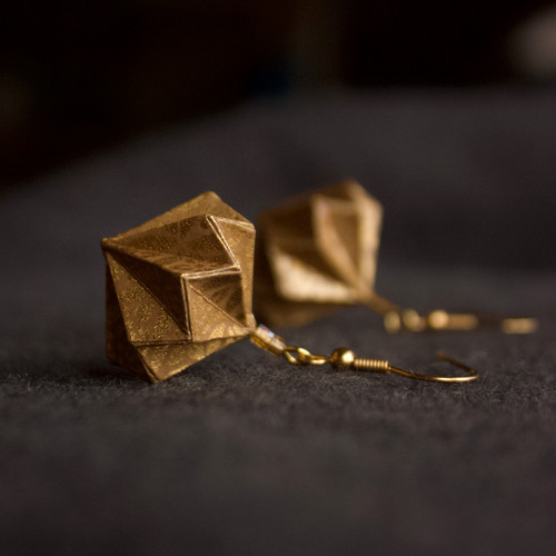 Origami náušnice "zlaté" — foto 1