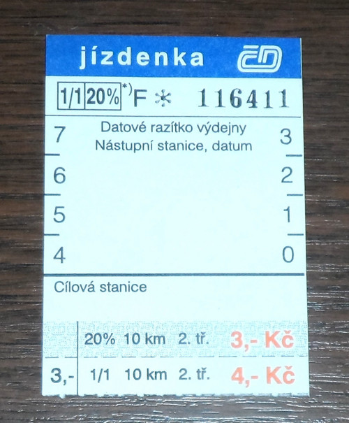 Papírová JÍZDENKA ČD — foto 1