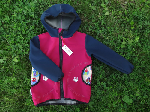Softshellová bunda SOVY RŮŽOVÁ/MODRÁ 80-146