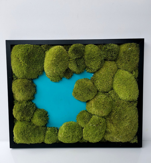 Mechový obraz, 43x53 cm. U jezera.