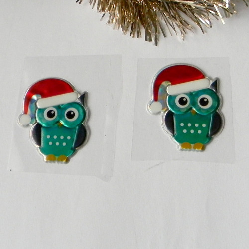 Vánoční sovička-tyrkysová - samolepka — foto 1