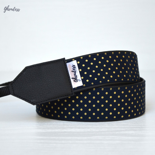 Popruh na fotoaparát - Gold dots