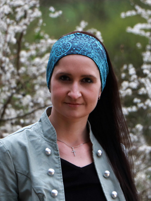 Úpletová čelenka zelená romantika
