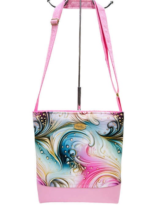Crossbody - růžová s perlami