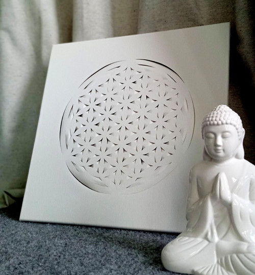 Květ života - bílá mandala- 40x40 cm