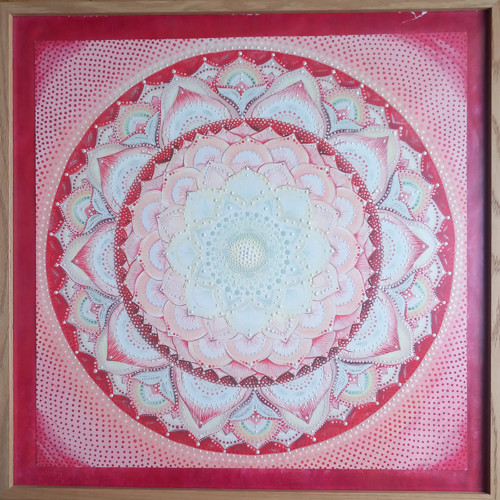 MANDALA KRÁSNÁ ČERVENÁ - dozrávání 52 x 52 cm