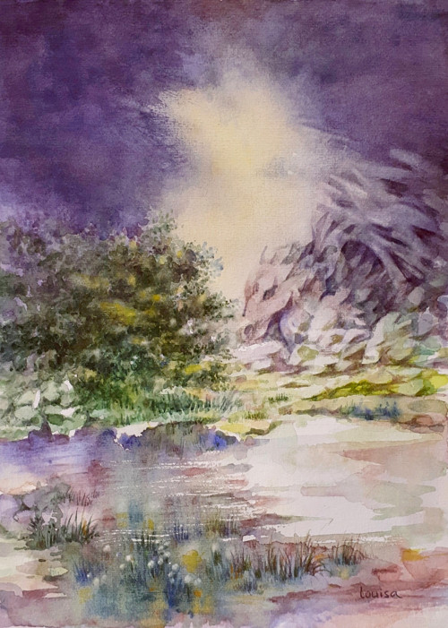 Na břehu osamělosti - 23,5x32 cm , akvarel, papír