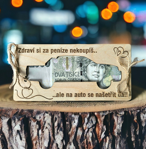 Dřevěná obálka na peníze AUTO — foto 1