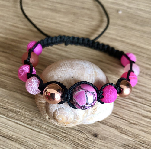 Růžovo Zlatá Shamballa S Minerály - Náramek