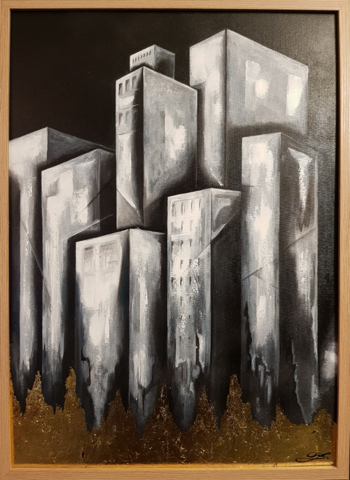 Název: Art Deco - BUDOVY Autorský originální obraz