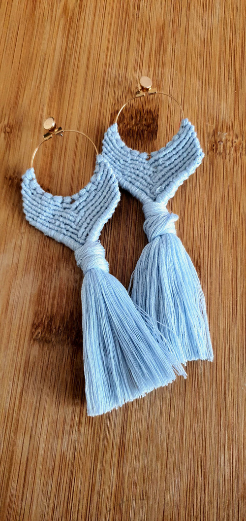 Blankytně modré boho náušnice — foto 1