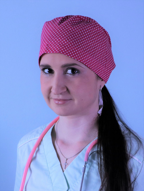 Operačná / chirurgická čiapka bodka na sýtoružovej
