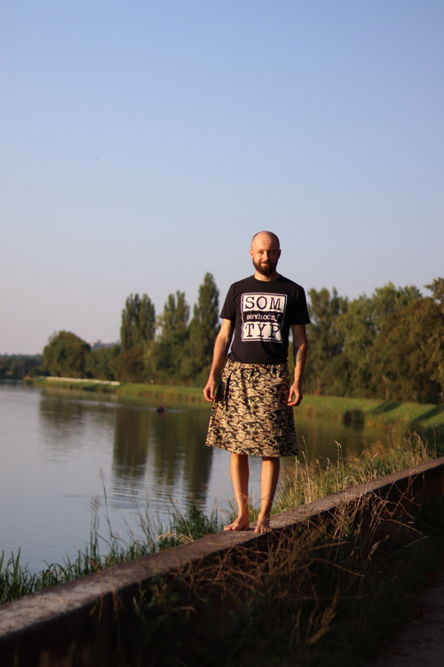 Pánská bavlněná sukně- khaki — foto 1