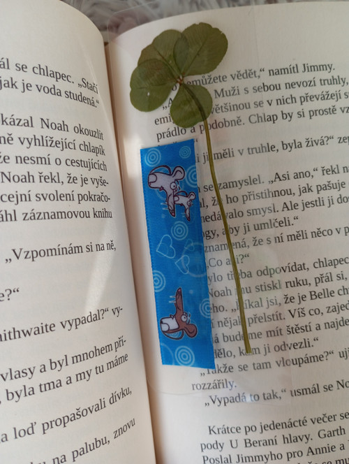 Čtyřlístková záložka do knihy myš/potkan modrá