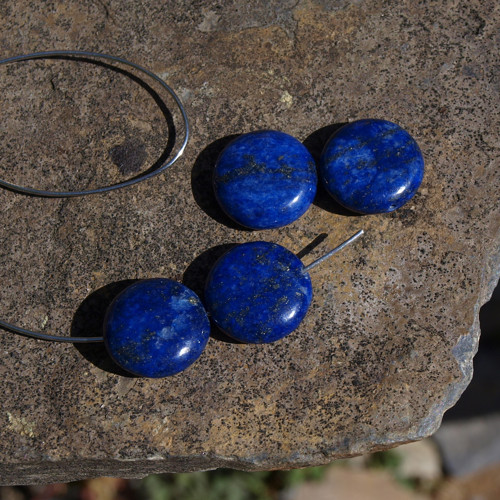 Lapis lazuli, pár čoček 16 mm — foto 1