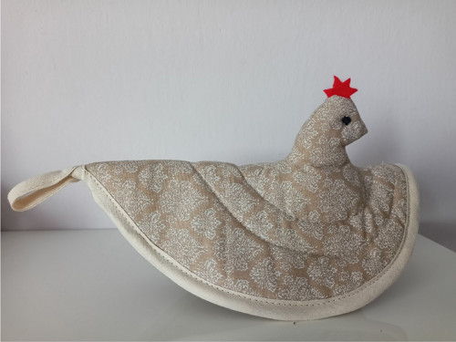 Chňapka slepička - béžová s ornamenty — foto 1