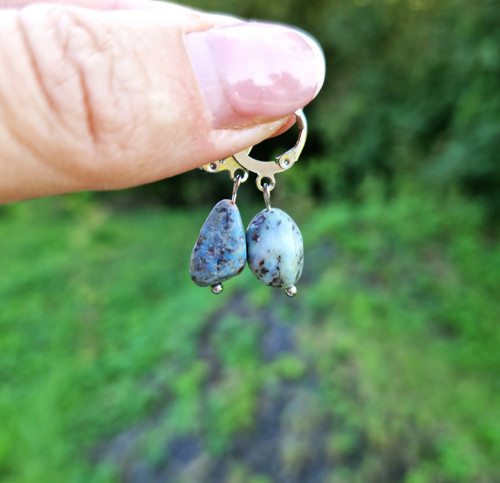 Přírodní larimar*náušnice*chir.ocel — foto 1