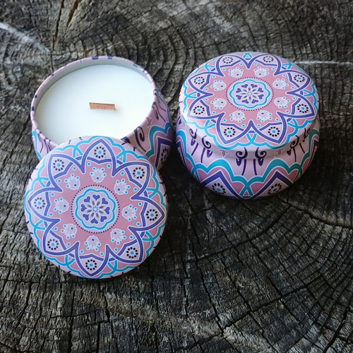 Sójová svíčka s dřevěným knotem - mandala III.