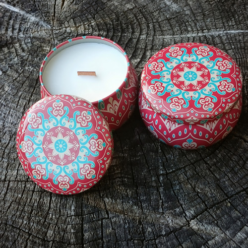 Sójová svíčka s dřevěným knotem - mandala IV.