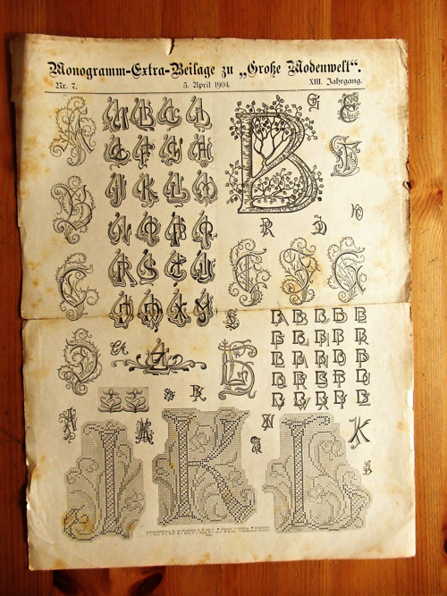 Monogramy 3. April 1904 - list